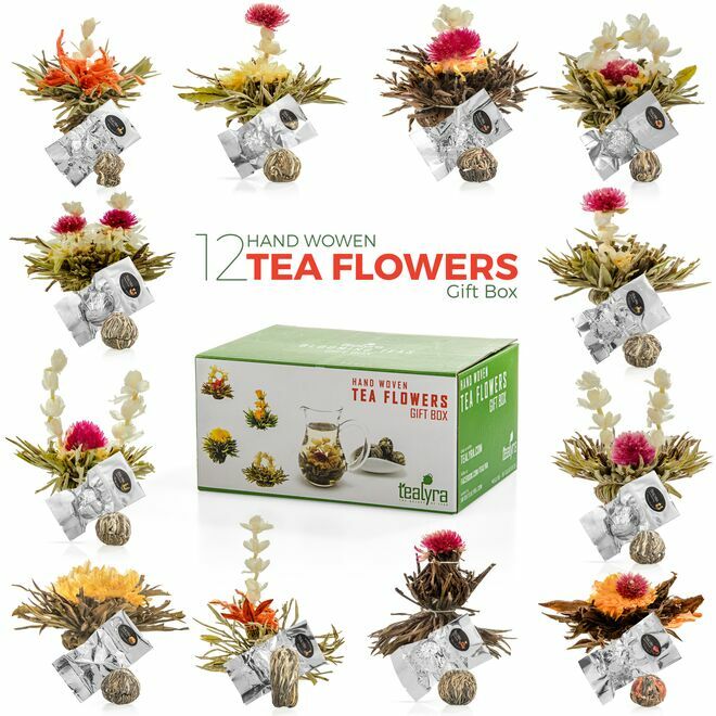 Glass Teapot + 12 Blooming Tea Gift Set